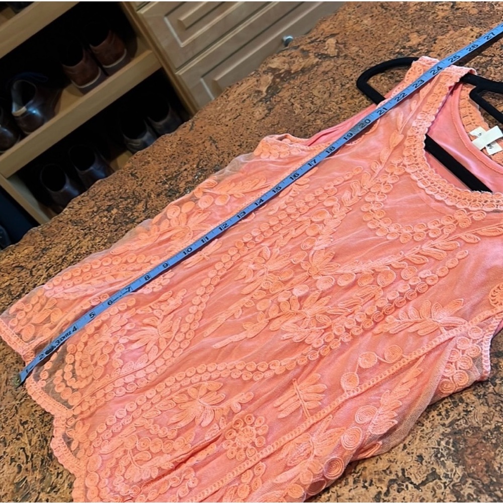 TRIBAL JEANS Women's Lined Light Orange Lace Top (M) - Picture 6 of 6